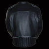 Milwaukee Leather men's black vented scooter jacket with side stretch panels, black leather, designed for motorcycle riding.