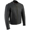 Milwaukee Leather men's black scooter-style motorcycle jacket with removable thermal liner, featuring classic design and leather construction.