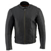 Milwaukee Leather men's black classic scooter style motorcycle jacket with removable thermal liner, featuring leather construction and zippers.