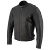 Milwaukee Leather men's black scooter style motorcycle jacket with removable thermal liner, featuring classic design and multiple pockets.