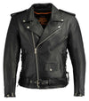 Milwaukee Leather men's black leather motorcycle jacket with side laces, police style biker jacket, thick and rugged for riding.