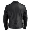 Milwaukee Leather men's black leather motorcycle jacket with side lace, thick police style biker jacket, front view.