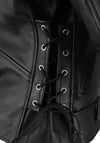 Milwaukee Leather men's black tall-size police style leather jacket with side laces, front zipper, and classic design.