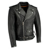 Milwaukee Leather men's black leather motorcycle jacket with police style design, side lace detailing, and thick construction.