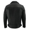 Milwaukee Leather men's black Pistol Pete motorcycle vented leather jacket with multi-utility pockets, stylish and durable.