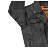 Milwaukee Leather Men's Black Pistol Pete Motorcycle Vented Leather Jacket with utility pockets, tall sizes, and classic design.