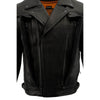 Milwaukee Leather men's black Pistol Pete motorcycle vented leather jacket with multiple utility pockets, designed for riding comfort.