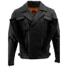 Milwaukee Leather Men's black Pistol Pete motorcycle vented leather jacket with utility pockets, tall sizes, and classic design.