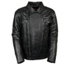 Milwaukee Leather Men's black Pistol Pete motorcycle vented leather jacket with multi-utility pockets, shown closed.