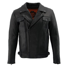 Milwaukee Leather LKM1720 Men's Black 'Pistol Pete' Motorcycle Vented Leather Jacket with Multi-Utility Pockets