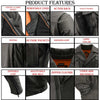 Milwaukee Leather men's black Pistol Pete motorcycle vented leather jacket with utility pockets, tall sizes, and rugged style.