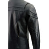 Milwaukee Leather men's black crossover motorcycle jacket with sporty design and reflective piping, ideal for scooter riding.