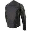 Milwaukee Leather men's black sporty crossover motorcycle jacket with reflective piping, designed for riding and casual wear.