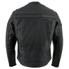 Milwaukee Leather men's black crossover motorcycle jacket with sporty style and reflective piping, designed for scooter riding.