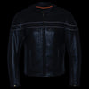 Milwaukee Leather men's black sporty crossover motorcycle jacket with reflective piping and motorcycle style details