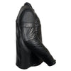 Milwaukee Leather men's black sporty crossover motorcycle jacket with reflective piping and leather construction.
