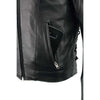 Milwaukee Leather men's black vented scooter leather jacket with side laces, stylish and durable men's jacket for riding.