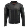 Milwaukee Leather men's black vented scooter leather jacket with side laces, featuring a stylish design and classic fit.