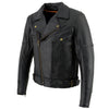 Milwaukee Leather black genuine leather motorcycle jacket for men, police style biker jacket with 1.3mm thick leather and classic design.