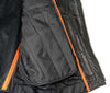 Milwaukee Leather men's black genuine leather motorcycle jacket with police style design and 1.3mm thick material.