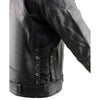Milwaukee Leather men's black motorcycle jacket with thick leather, Brando style, side lace details, designed for bikers.