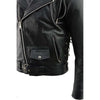 Milwaukee Leather men's black motorcycle jacket in thick leather with side lace detailing, biker style, and classic design.