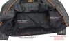 Milwaukee Leather men's black motorcycle jacket with patch, thick Brando style biker design and side lace detailing.