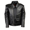 Milwaukee Leather men's black motorcycle jacket with quilted liner, classic police style, featuring a front zipper closure and stylish design.