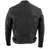 Milwaukee Leather men's black motorcycle jacket with side stretch panels and reflective piping, designed for scooter and motorcycle riding.
