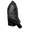 Milwaukee Leather men's black leather motorcycle jacket with side stretch and reflective piping, scooter style, for men.