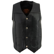 Milwaukee Leather LKM3702 Men's Black Western Style Leather Motorccycle Vest with Buffalo Snaps