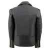 Milwaukee Leather youth black police biker leather jacket, classic style, designed for kids, with zipper and police patch details.