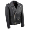 Black Milwaukee Leather youth biker leather jacket with classic style, featuring police-inspired design and durable construction.