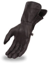 Dynamicleather gloves in black with textured leather design, featuring a snug fit and detailed stitching for stylish hand protection.