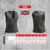 Black women's motorcycle leather vest with front zipper and side lace details from Buffalo Leather Gear, made of soft lamb leather.