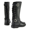 Milwaukee Leather MB255 Dream Girl women's 12-inch black leather motorcycle boots with sturdy heel and lace-up design.
