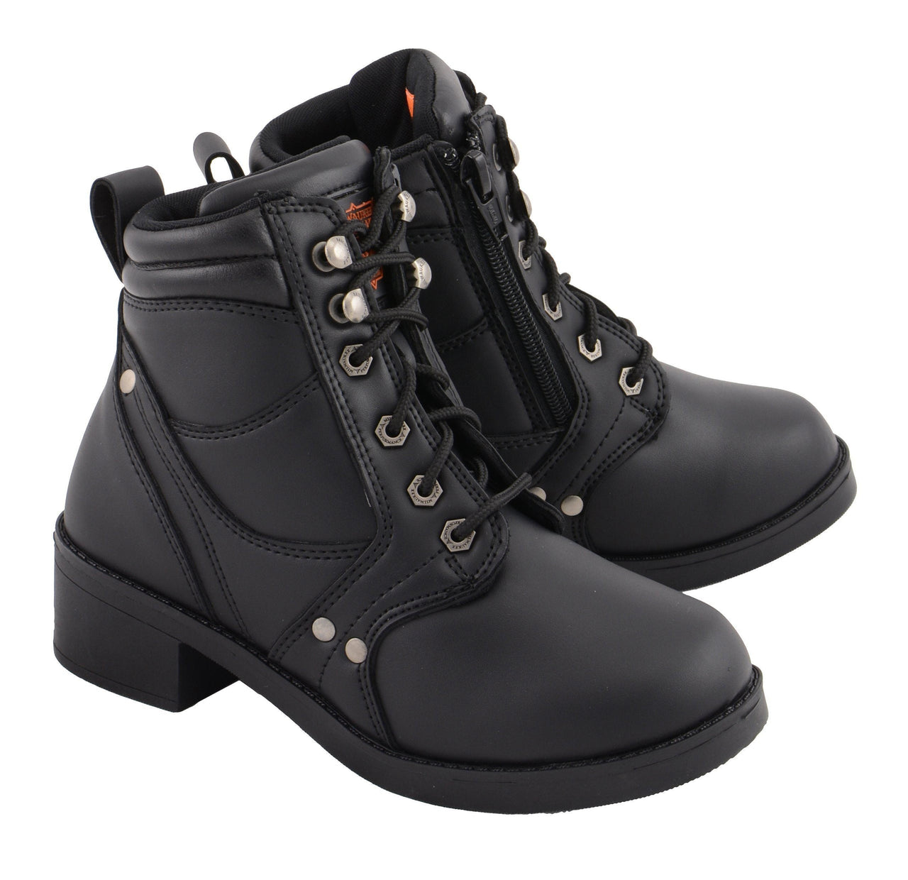 Milwaukee Leather MBK9265 Boys Black Lace-Up Boots with Side Zipper Entry