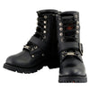Milwaukee Leather Women's black leather lace-up motorcycle rider boots with buckles, stylish and durable footwear.