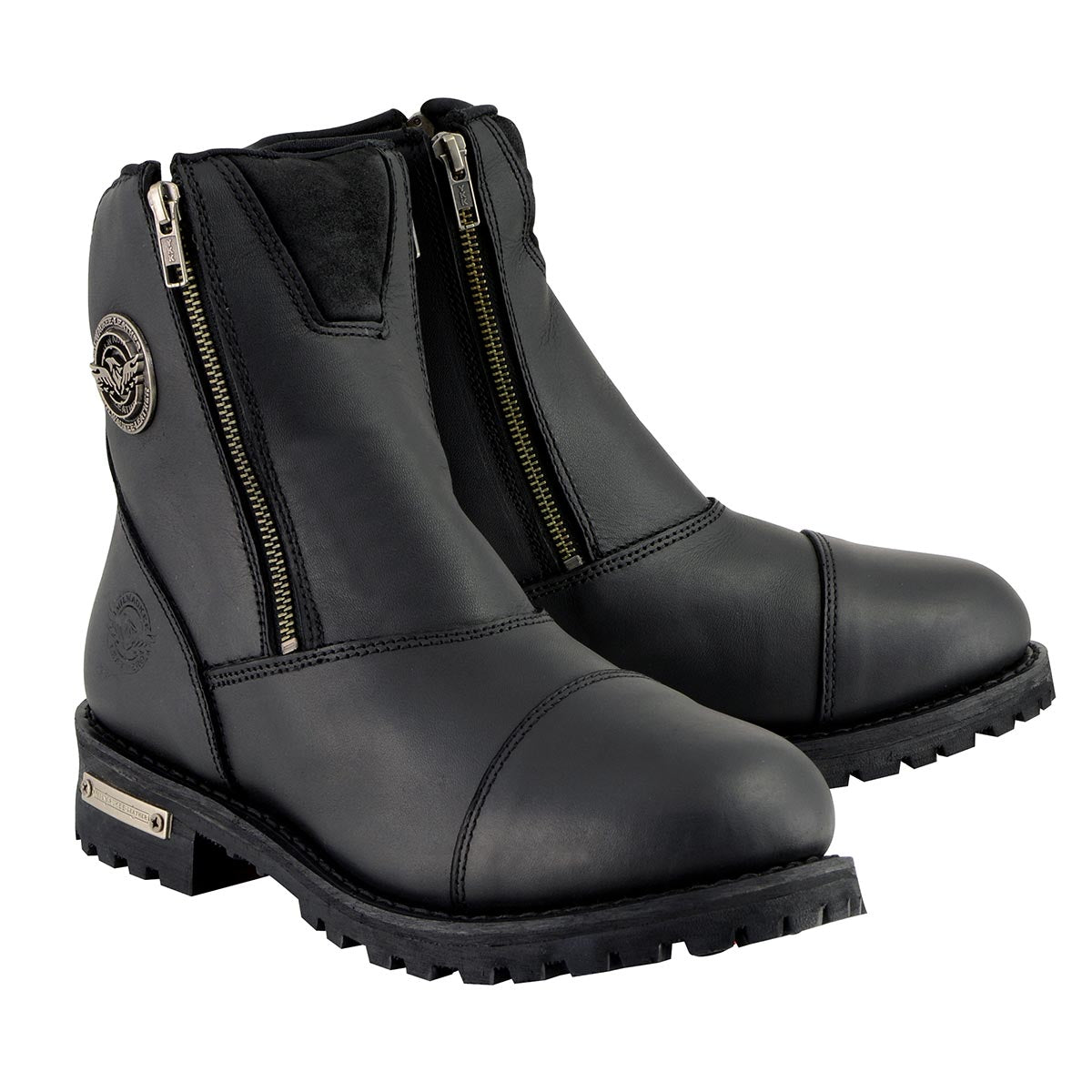 Milwaukee Leather MBL202 Women's Black Leather Double Sided Zipper Motorcycle Riding Boots