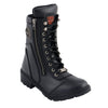 Milwaukee Leather MBL9301 Women's Black Lace-Up Boots with Side Zipper Entry