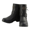 Milwaukee Leather women's black leather motorcycle rider boots with back laces and front zipper, designed for riding and style.