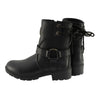 Milwaukee Leather Women's Black Leather Zip-Up Motorcycle Rider Boots with back laces and sturdy sole.