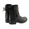Milwaukee Leather women's black leather motorcycle rider boots with front zipper and back laces, featuring a sleek design.