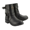 Milwaukee Leather women's black leather motorcycle rider boots with back laces and front zipper, style MBL9313.