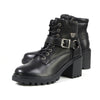 Milwaukee Leather Women's black leather lace-up boots with harness ring detail and ankle height design.