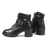 Milwaukee Leather women's black leather lace front boots with harness ring, stylish and durable footwear design.