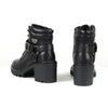 Black leather lace-front women's boots by Milwaukee Leather featuring harness rings and stylish design.