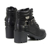 Black leather women's lace-front boots with harness rings by Milwaukee Leather, featuring stylish design and sturdy construction.