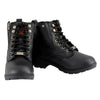 Milwaukee Leather MBL9320 women's black leather lace-up moto boots with side zipper, featuring rugged design and ankle height.