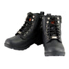 Milwaukee Leather Women's black leather lace-up moto boots with side zipper, stylish and durable footwear for women.